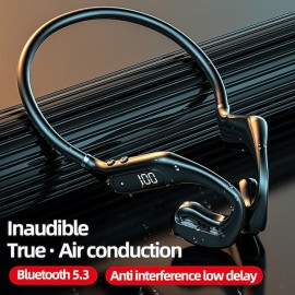 Bone Conduction Earphone bluetooth V5.3 Low Latency 13mm Dynamic Driver HiFi Stereo 200mAh LED Battery Display IPX6 Waterproof Outdoors Sports Earhooks Headset