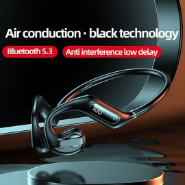 Bone Conduction Earphone bluetooth V5.3 Low Latency 13mm Dynamic Driver HiFi Stereo 200mAh LED Battery Display IPX6 Waterproof Outdoors Sports Earhooks Headset
 Bone Conduction Earphone bluetooth V5.3 Low Latency 13mm Dynamic Driver HiFi Stereo 200mAh LED Battery Display IPX6 Waterproof Outdoors Sports Earhooks Headset