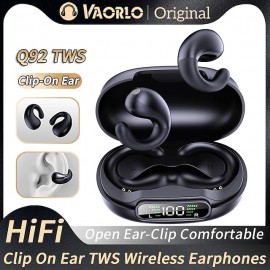 Q92 TWS Wireless Headset Clip On Ear Bluetooth Earphone With Mic Touch Ear-Clip Earring Earbuds Hifi Bass Sport Music Headphones