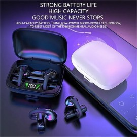 Sport Bluetooth Headphones Noise Cancelling Wireless Headsets Gaming Earphones Not in Ear Stereo Earbuds Led Power Display Charging Case for Smartphone
