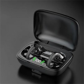 Sport Bluetooth Headphones Noise Cancelling Wireless Headsets Gaming Earphones Not in Ear Stereo Earbuds Led Power Display Charging Case for Smartphone
