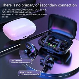 Sport Bluetooth Headphones Noise Cancelling Wireless Headsets Gaming Earphones Not in Ear Stereo Earbuds Led Power Display Charging Case for Smartphone
