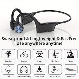 Bone Conduction HeadphonesWireless Open-Ear Headphones With Built-in Mic IPX7 Waterproof Sport Headset For Running Cycling Workout Gym
 Bone Conduction HeadphonesWireless Open-Ear Headphones With Built-in Mic IPX7 Waterproof Sport Headset For Running Cycling Workout Gym