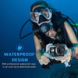 1080p 12MP Action Camera Full HD 2.0 Inch Screen 30 m 98 Foot Waterproof Sports Camera with Accessories Kits for Bicycle Motorcycle Diving Swimming etc
 1080p 12MP Action Camera Full HD 2.0 Inch Screen 30 m 98 Foot Waterproof Sports Camera with Accessories Kits for Bicycle Motorcycle Diving Swimming etc