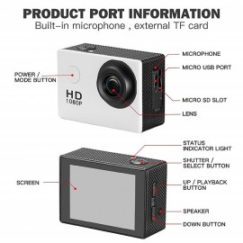 1080p 12MP Action Camera Full HD 2.0 Inch Screen 30 m 98 Foot Waterproof Sports Camera with Accessories Kits for Bicycle Motorcycle Diving Swimming etc
 1080p 12MP Action Camera Full HD 2.0 Inch Screen 30 m 98 Foot Waterproof Sports Camera with Accessories Kits for Bicycle Motorcycle Diving Swimming etc