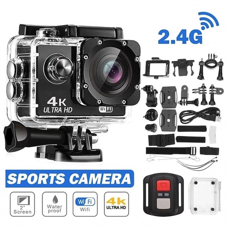 4K Ultra HD Action Camera 4K/30fps WiFi 2 inch 170D Underwater Waterproof Helmet Video Recording Sport Cameras Outdoor Camcorders
 4K Ultra HD Action Camera 4K/30fps WiFi 2 inch 170D Underwater Waterproof Helmet Video Recording Sport Cameras Outdoor Camcorders