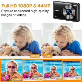 Digital Camera FHD 1080P Digital Camera for Kids Video Camera with 32GB SD Card 16X Digital Zoom Compact Point and Shoot Camera Portable Small Camera for Teens Students Boys Girls Seniors

