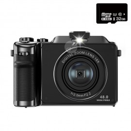 Vlogging Camera 4K 48MP Digital Camera with WiFi Free 32G TF Card & Hand Strap Auto Focus & Anti-Shake Built-in 7 Color Filters Face Detect 3'' IPS Screen 140Wide Angle 18X Digital Zoom
 Vlogging Camera 4K 48MP Digital Camera with WiFi Free 32G TF Card & Hand Strap Auto Focus & Anti-Shake Built-in 7 Color Filters Face Detect 3'' IPS Screen 140Wide Angle 18X Digital Zoom