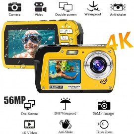 4K30FPS Waterproof Camera 56MP Underwater Cameras UHD Video Recorder Selfie IPS Dual Screens(3/2) 10FT Waterproof Digital Camera for Snorkeling on Vacation 1700mAh
 4K30FPS Waterproof Camera 56MP Underwater Cameras UHD Video Recorder Selfie IPS Dual Screens(3/2) 10FT Waterproof Digital Camera for Snorkeling on Vacation 1700mAh