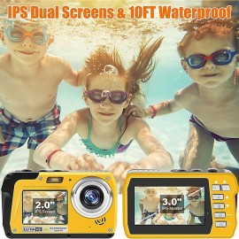 4K30FPS Waterproof Camera 56MP Underwater Cameras UHD Video Recorder Selfie IPS Dual Screens(3/2) 10FT Waterproof Digital Camera for Snorkeling on Vacation 1700mAh
 4K30FPS Waterproof Camera 56MP Underwater Cameras UHD Video Recorder Selfie IPS Dual Screens(3/2) 10FT Waterproof Digital Camera for Snorkeling on Vacation 1700mAh