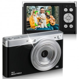 Digital Camera 4K Vlog 50MP Children's Camera 2.8 Inch IPS Autofocus Photo Camera 16X Digital Zoom Anti-Shake USB Rechargeable Compact Camera for Students Children Beginners