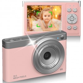 Digital Camera 4K Vlog 50MP Children's Camera 2.8 Inch IPS Autofocus Photo Camera 16X Digital Zoom Anti-Shake USB Rechargeable Compact Camera for Students Children Beginners
