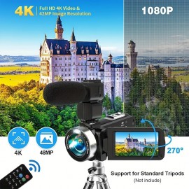 3-inch 4K Digital Camcorder Portable DV WIFI Touch Screen Ultra HD Video Camera 18x Digital Zoom PC Camera Video Recording Photography Camera
