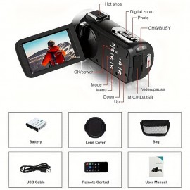 3-inch 4K Digital Camcorder Portable DV WIFI Touch Screen Ultra HD Video Camera 18x Digital Zoom PC Camera Video Recording Photography Camera
