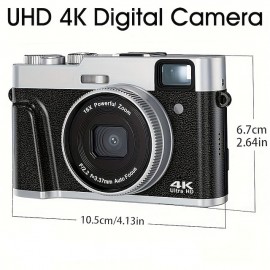 4K Digital Camera Autofocus 48MP Photo Recording Video Digital Camera 16X Zoom Portable Digital Camera With Viewfinder Function Rotation Button Fashion Design One-click Switch Between Different Modes
