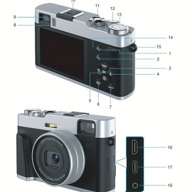 4K Digital Camera Autofocus 48MP Photo Recording Video Digital Camera 16X Zoom Portable Digital Camera With Viewfinder Function Rotation Button Fashion Design One-click Switch Between Different Modes
