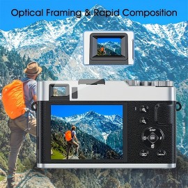 4K Digital Camera Autofocus 48MP Photo Recording Video Digital Camera 16X Zoom Portable Digital Camera With Viewfinder Function Rotation Button Fashion Design One-click Switch Between Different Modes
