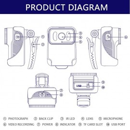 1080P HD Portable body Action Camera CS02 WiFi DV Waterproof Camcorder Loop Recording IR Night Vision Cam MP4 Video
