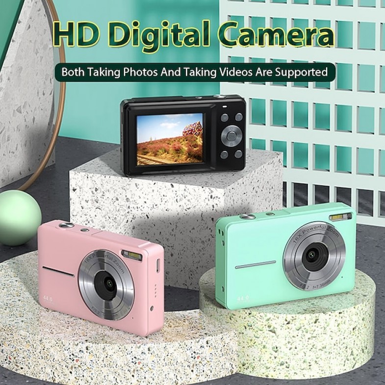 Digital Camera 1080P 44MP Vlogging Camera with LCD Screen 16X Zoom Compact Portable Mini Rechargeable Camera Gifts for Students Teens Adults Girls Boys
 Digital Camera 1080P 44MP Vlogging Camera with LCD Screen 16X Zoom Compact Portable Mini Rechargeable Camera Gifts for Students Teens Adults Girls Boys