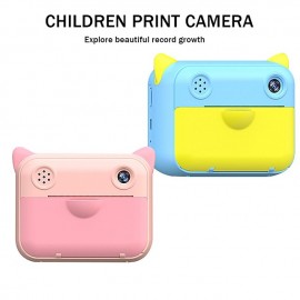 Kids Instant Print Camera 1080P HD Front and Rear Dual Mirror Digital with Photo Paper Kids Toy Camera
