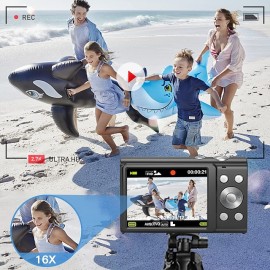 Digital Camera 2.7K 48MP Vlogging Camera Autofocus Digital Spot and Shooting Camera with 32GB Memory Card 16x Zoom Time-Lapse Digital Camera Suitable for Kids Teens Students Boys & Girls
