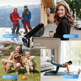 2.7K 48MP Video Camera Camcorder 270Rotation 2.7 IPS Screen Handheld Digital Camcorder Remote Control Camera For YouTube-Champagne Gold
 2.7K 48MP Video Camera Camcorder 270Rotation 2.7 IPS Screen Handheld Digital Camcorder Remote Control Camera For YouTube-Champagne Gold