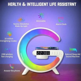 Large G Lamp Smart Light Bluetooth Speaker Music Rhythm Pickup Clock Alarm Clock APP Control Wireless Charger Atmosphere Lights
 Large G Lamp Smart Light Bluetooth Speaker Music Rhythm Pickup Clock Alarm Clock APP Control Wireless Charger Atmosphere Lights