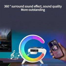 Large G Lamp Smart Light Bluetooth Speaker Music Rhythm Pickup Clock Alarm Clock APP Control Wireless Charger Atmosphere Lights
 Large G Lamp Smart Light Bluetooth Speaker Music Rhythm Pickup Clock Alarm Clock APP Control Wireless Charger Atmosphere Lights