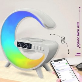 Large G Lamp Smart Light Bluetooth Speaker Music Rhythm Pickup Clock Alarm Clock APP Control Wireless Charger Atmosphere Lights
 Large G Lamp Smart Light Bluetooth Speaker Music Rhythm Pickup Clock Alarm Clock APP Control Wireless Charger Atmosphere Lights