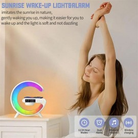 Large G Lamp Smart Light Bluetooth Speaker Music Rhythm Pickup Clock Alarm Clock APP Control Wireless Charger Atmosphere Lights
 Large G Lamp Smart Light Bluetooth Speaker Music Rhythm Pickup Clock Alarm Clock APP Control Wireless Charger Atmosphere Lights