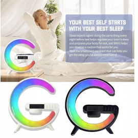 Large G Lamp Smart Light Bluetooth Speaker Music Rhythm Pickup Clock Alarm Clock APP Control Wireless Charger Atmosphere Lights
 Large G Lamp Smart Light Bluetooth Speaker Music Rhythm Pickup Clock Alarm Clock APP Control Wireless Charger Atmosphere Lights