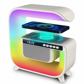 Big G3 Bluetooth Speaker Clock Display 15W Wireless Charging Desktop Home Decor Colorful Atmosphere Light Creative Gift for Child