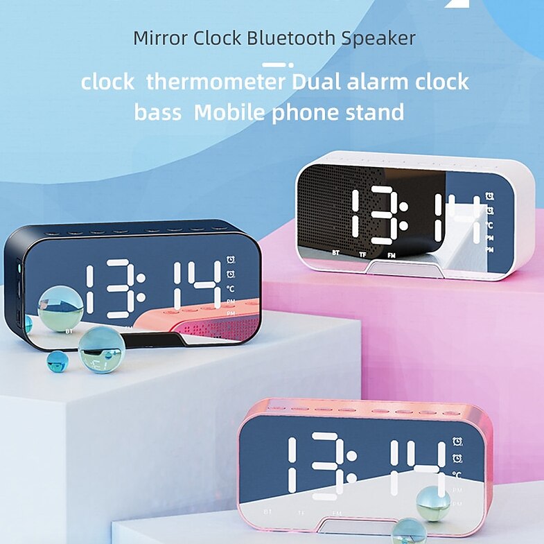 LED Dual Alarm Clock Wireless FM Radio Dimmer Phone Holder With Speaker Bluetooth 5.0 Mirror Clock Home Office Phone Supplies
 LED Dual Alarm Clock Wireless FM Radio Dimmer Phone Holder With Speaker Bluetooth 5.0 Mirror Clock Home Office Phone Supplies