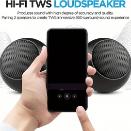 Mini Portable BT 5.0 Speaker  360 HD Surround Sound & Enhanced Stereo Bass  Small & Loud Wireless Speaker  TWS Pairing  Metal Casing
 Mini Portable BT 5.0 Speaker  360 HD Surround Sound & Enhanced Stereo Bass  Small & Loud Wireless Speaker  TWS Pairing  Metal Casing