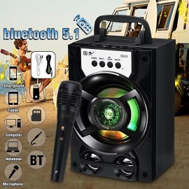 Bluetooth 5.1v Portable PA Speaker With/without Microphone Color Changing LED Light Rechargeable Karaoke Machine Supports TF Card/USB FM , Perfect for Party