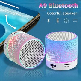A9 Bluetooth Mini Speaker Wireless Speaker Colorful LED TF Card USB Subwoofer Portable MP3 Music Sound Column For PC Phone
