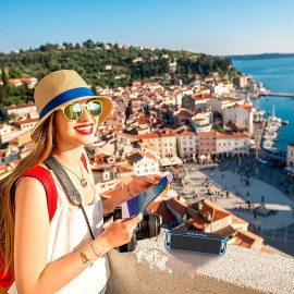 Portable Wireless Bluetooth Speakers Built-in 1800mAh Battery Power Bank Outdoor Portable TWS Speakers with Powerful Rich Bass Loud Stereo Sound 33ft Wireless Range HD Call Compatible with iPhone
 Portable Wireless Bluetooth Speakers Built-in 1800mAh Battery Power Bank Outdoor Portable TWS Speakers with Powerful Rich Bass Loud Stereo Sound 33ft Wireless Range HD Call Compatible with iPhone