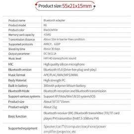 9 IN 1 bluetooth 5.0 Audio Transmitter Receiver Stereo Music Wireless Adapter 3.5mm AUX Jack FM Transmitter for Car TV MP3 PC
 9 IN 1 bluetooth 5.0 Audio Transmitter Receiver Stereo Music Wireless Adapter 3.5mm AUX Jack FM Transmitter for Car TV MP3 PC