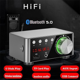 Bluetooth Digital Mini Amplifier 50WX2 Power Amplifier Board Bluetooth-compatible TPA3116 Receiver Stereo 12V Home Car Audio Amp USB U-disK TF Music Card Player
