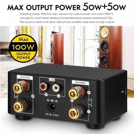 Bluetooth Digital Mini Amplifier 50WX2 Power Amplifier Board Bluetooth-compatible TPA3116 Receiver Stereo 12V Home Car Audio Amp USB U-disK TF Music Card Player
