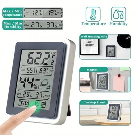 LCD Indoor digital temperature and humidity meter sensor Touch Screen household Digital Hygrometer Thermometer