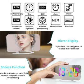 LED Mirror Table Clock Digital Alarm Clock RGB Display Memory Function LED Light Up Table Electronic Clock Nightstand Clock
 LED Mirror Table Clock Digital Alarm Clock RGB Display Memory Function LED Light Up Table Electronic Clock Nightstand Clock