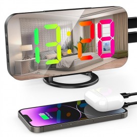 LED Mirror Table Clock Digital Alarm Clock RGB Display Memory Function LED Light Up Table Electronic Clock Nightstand Clock
 LED Mirror Table Clock Digital Alarm Clock RGB Display Memory Function LED Light Up Table Electronic Clock Nightstand Clock