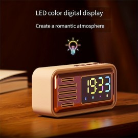 Wireless Retro Clock BT Speaker Desktop Speaker Dual Alarm Clock 5W Speaker LED Colorful Lights High-definition Time Digital Display Screen
 Wireless Retro Clock BT Speaker Desktop Speaker Dual Alarm Clock 5W Speaker LED Colorful Lights High-definition Time Digital Display Screen