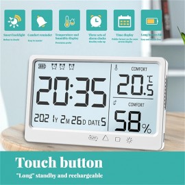 LCD Large Screen Electronic Temperature Humidity Meter High Precisions Electronic Temperature Hygrometer Alarm Clock MY-13