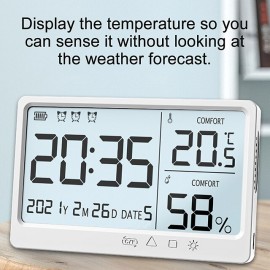 LCD Large Screen Electronic Temperature Humidity Meter High Precisions Electronic Temperature Hygrometer Alarm Clock MY-13
