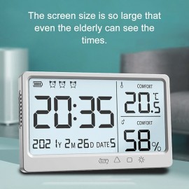 LCD Large Screen Electronic Temperature Humidity Meter High Precisions Electronic Temperature Hygrometer Alarm Clock MY-13
