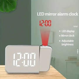 Digital Projection Alarm Clock For Bedroom Large LED Alarm Clock With 180 Projector On Ceiling Wall Projection Dimmer