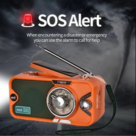 3600mAh Emergency Crank &NOAA Weather Radio Hand Crank/Solar/USB ChargingPortable Radio With (AM FM /WB) Radio With Other Function For BT Speaker &Flashlight& Phone Charger&Power Bank & MP3 Playe
