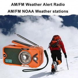 3600mAh Emergency Crank &NOAA Weather Radio Hand Crank/Solar/USB ChargingPortable Radio With (AM FM /WB) Radio With Other Function For BT Speaker &Flashlight& Phone Charger&Power Bank & MP3 Playe
